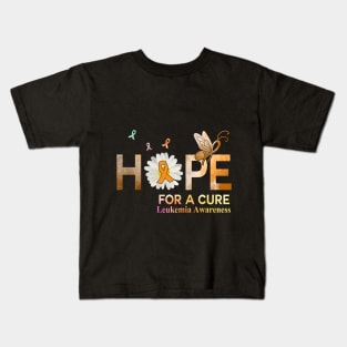 Hope For A Cure Butterfly Flower Leukemia Kids T-Shirt